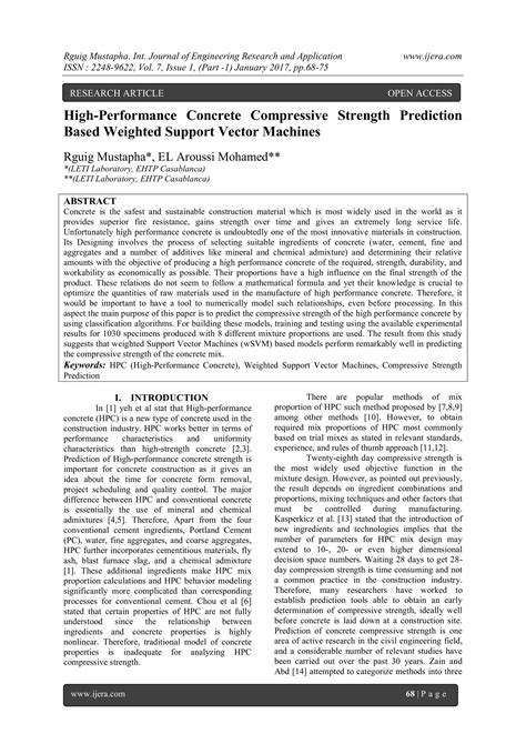 Prediction of concrete compressive strength using support vector 